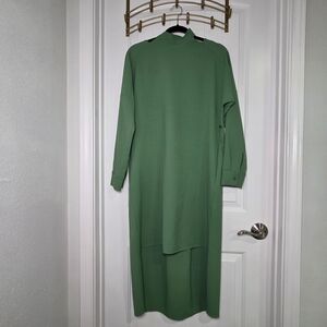 Green TIBI High Low Long Sleeve Dress